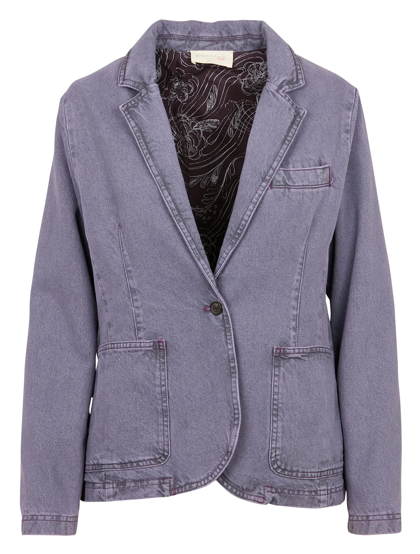 ACOTE ANDREA - Chaqueta de cuello de solapa de denim de algodón en violeta