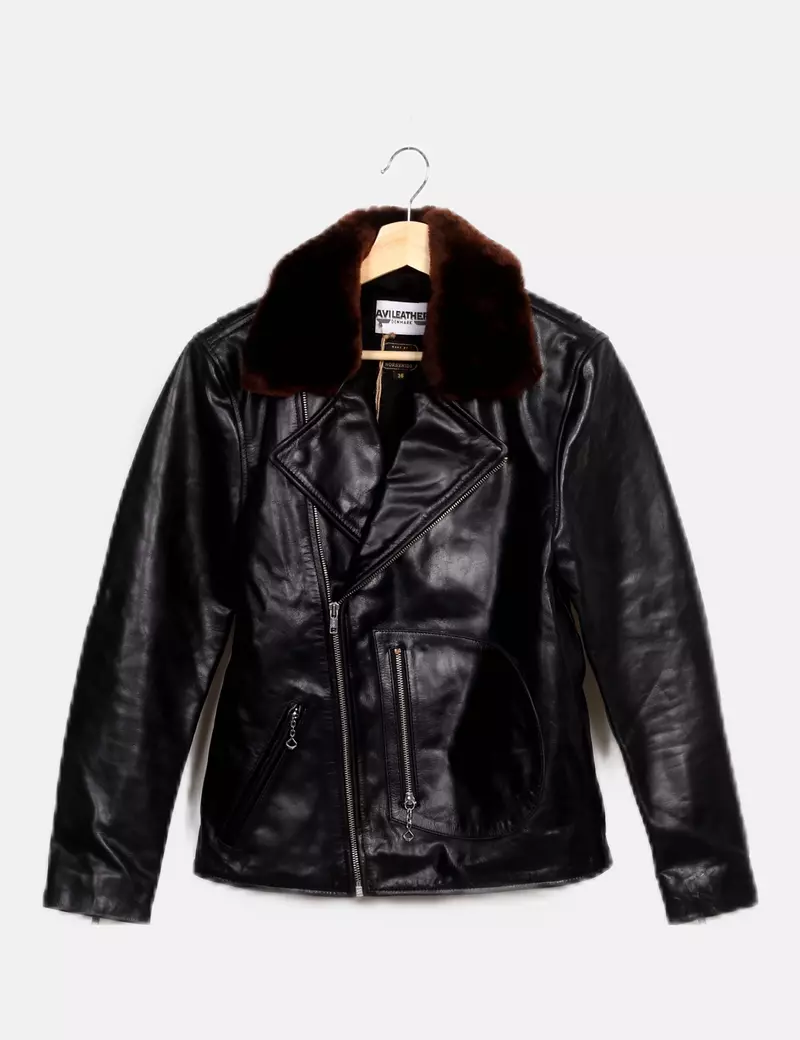 AVI LEATHER Biker piel negra