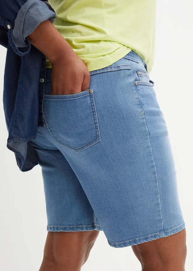 Bermudas vaqueras elásticas con cintura cómoda Denim claro