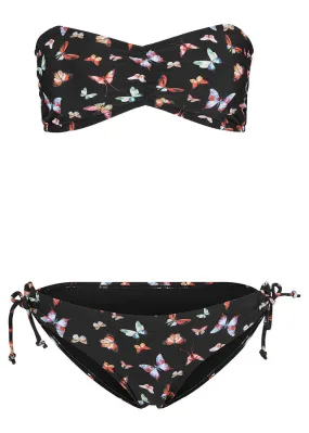 Bikini bandeau (conjunto de 2 piezas) Negro estampado