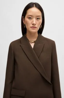 Blazer cruzado en crepé de lana virgen jaspeada