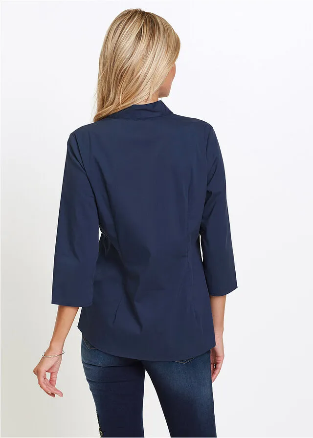 Blusa con cuello chimenea Azul oscuro