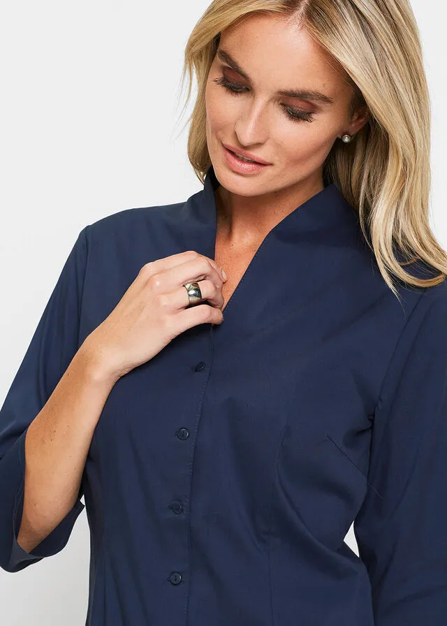 Blusa con cuello chimenea Azul oscuro