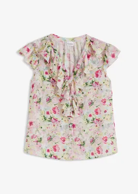 Blusa sin mangas orquídea púrpura con flores