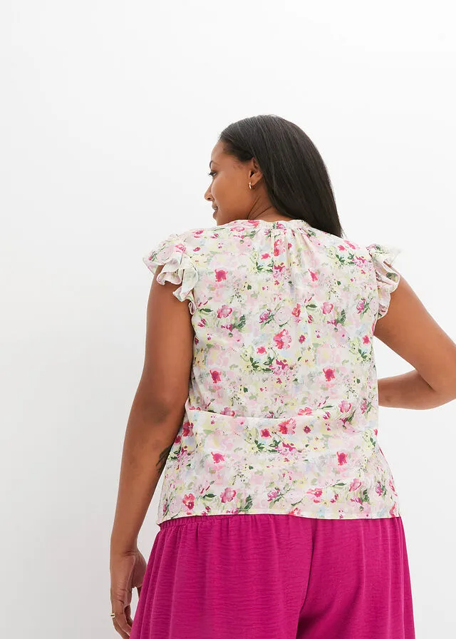 Blusa sin mangas orquídea púrpura con flores