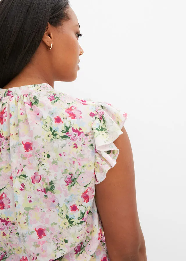 Blusa sin mangas orquídea púrpura con flores