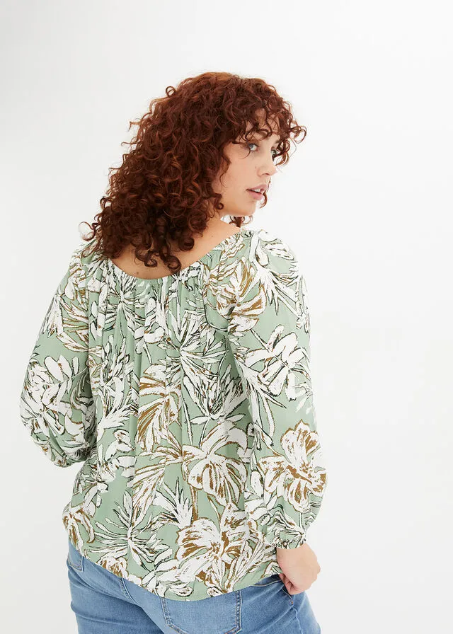 Blusa tipo túnica menta con flores