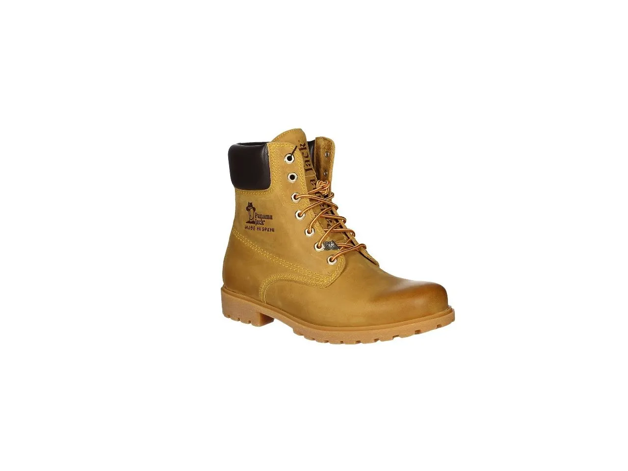 Bota Cordon Napa Amarillo Cuello Acolchado Marron