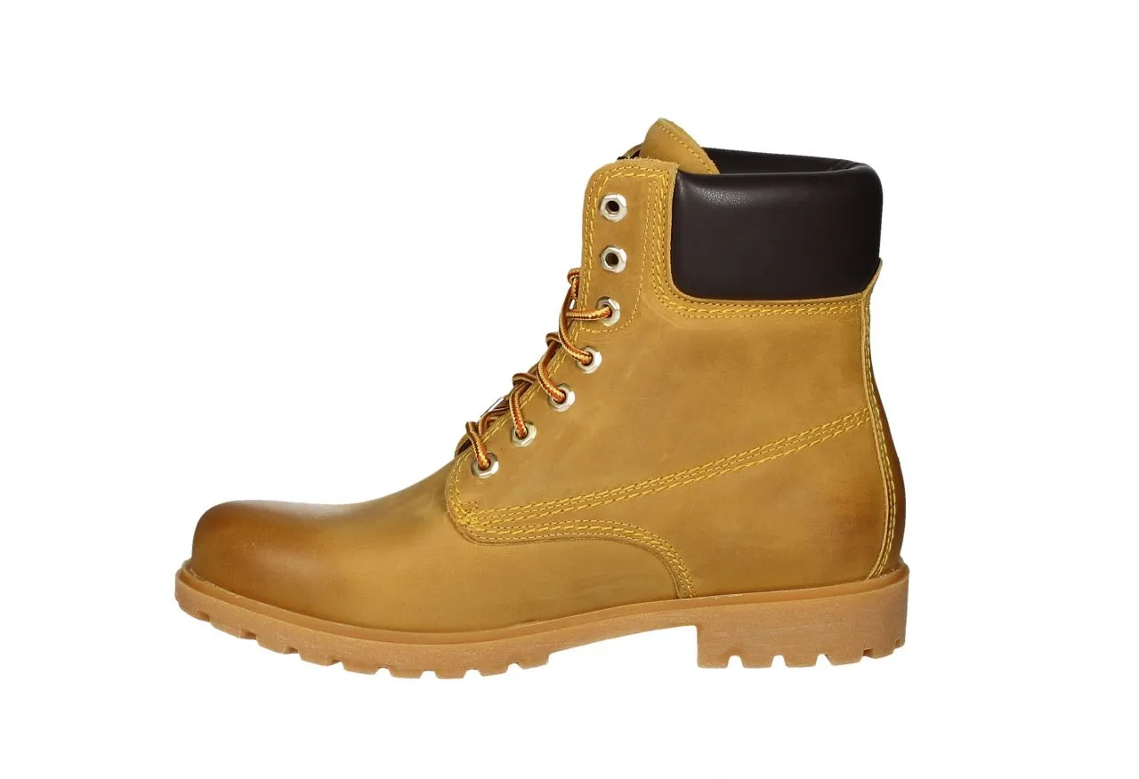 Bota Cordon Napa Amarillo Cuello Acolchado Marron