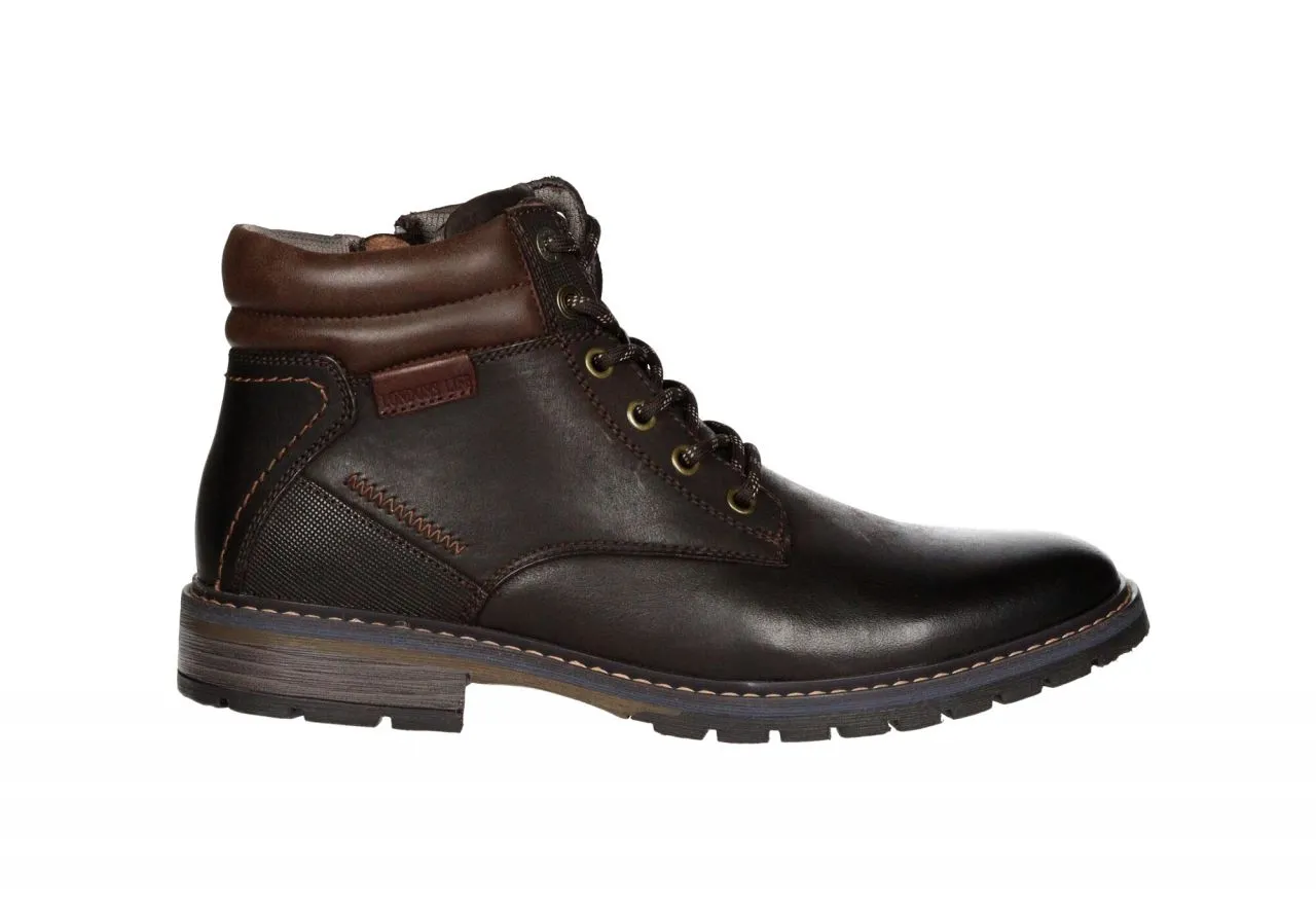 Botin Cremallera/cordon Piel Marron Cuello Acolchado Piso Goma