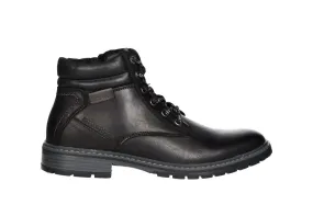 Botin Cremallera/cordon Piel Negro Cuello Acolchado Piso Goma