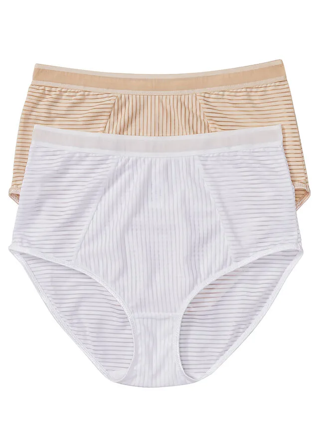 Braguita de talle alto (2 unidades) Beige arena + blanco