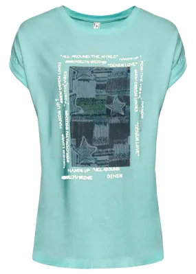 Camiseta con estampado Verde agua pastel