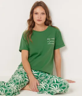 Camiseta pijama estampado 'be yourself' VELY VERT SAPIN - ETAM