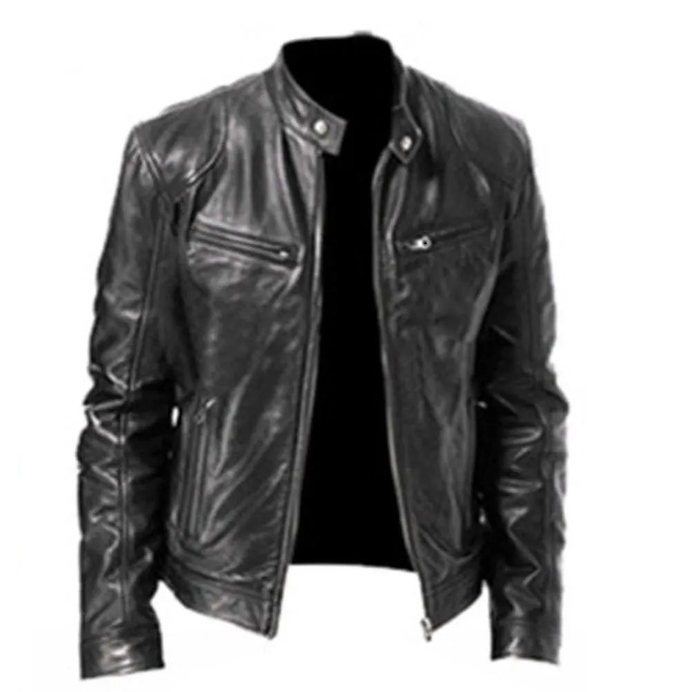 Chaqueta de cuero negra / marrón / caqui / rojo Suave manga larga Abrigo de ropa casual para la oficina del dormitorio en casa