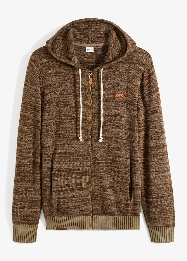 Chaqueta de punto marrón/verde oliva claro moteado
