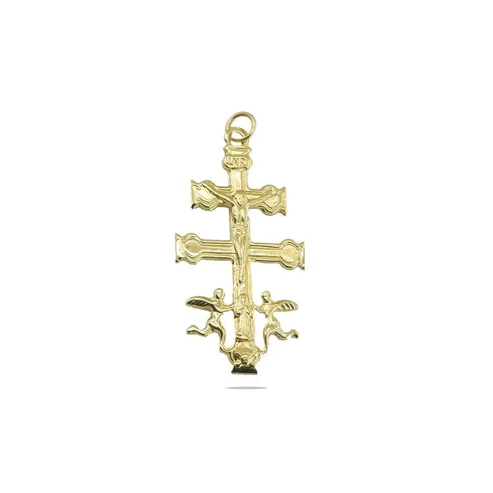Cruz de Caravaca de oro 18k grande de 32x17x1 mm
