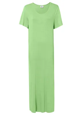 Cómodo vestido con abertura, largo maxi Verde apio