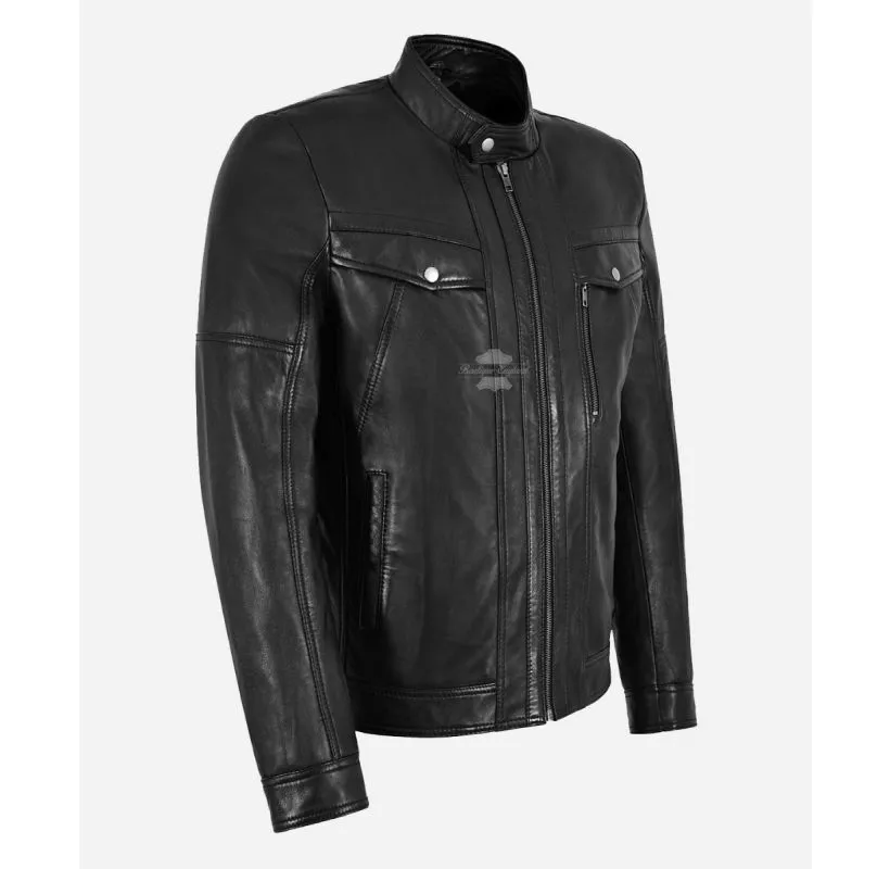 DARK MOCHA Men's Leather Biker Jacket Soft Leather Jacket