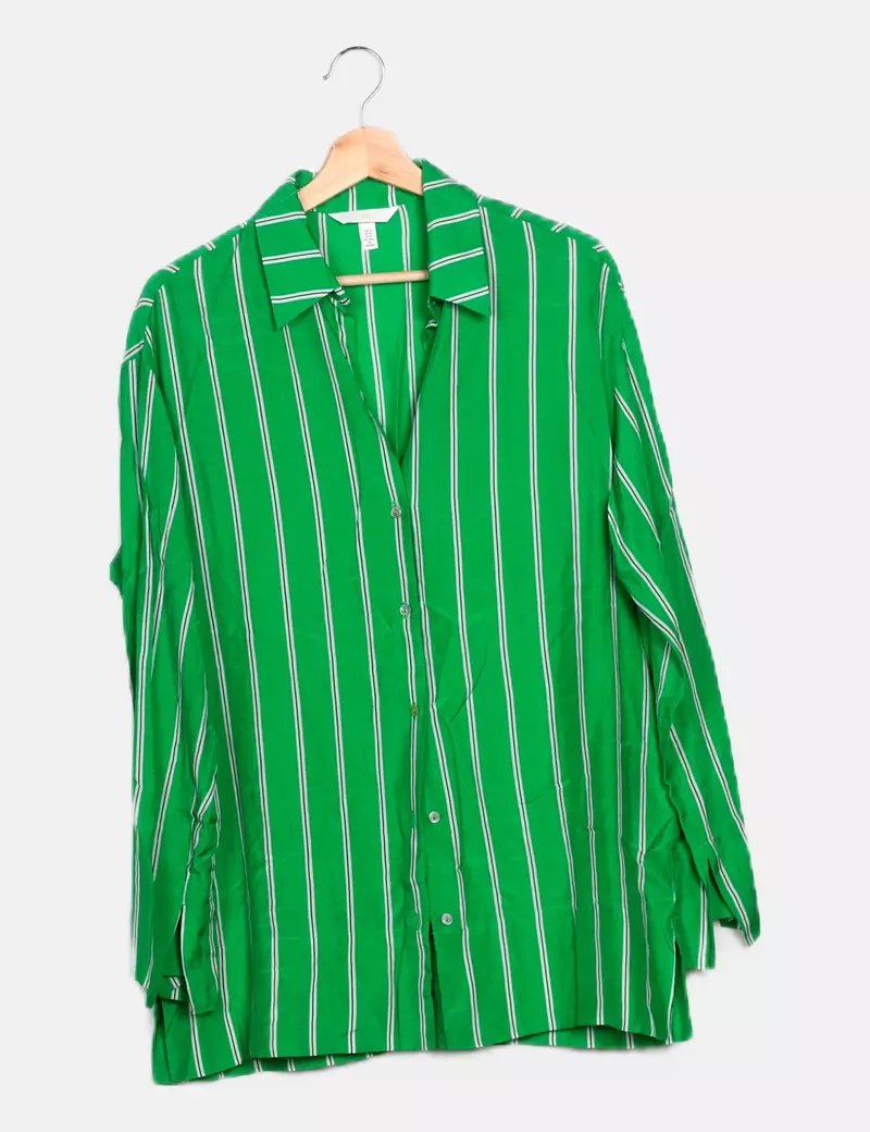 H&M Camisa verde rayas