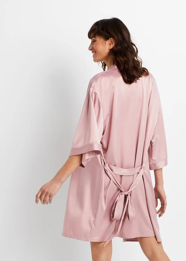 Kimono y negligé (juego de bata de 2 piezas) Rosa palo