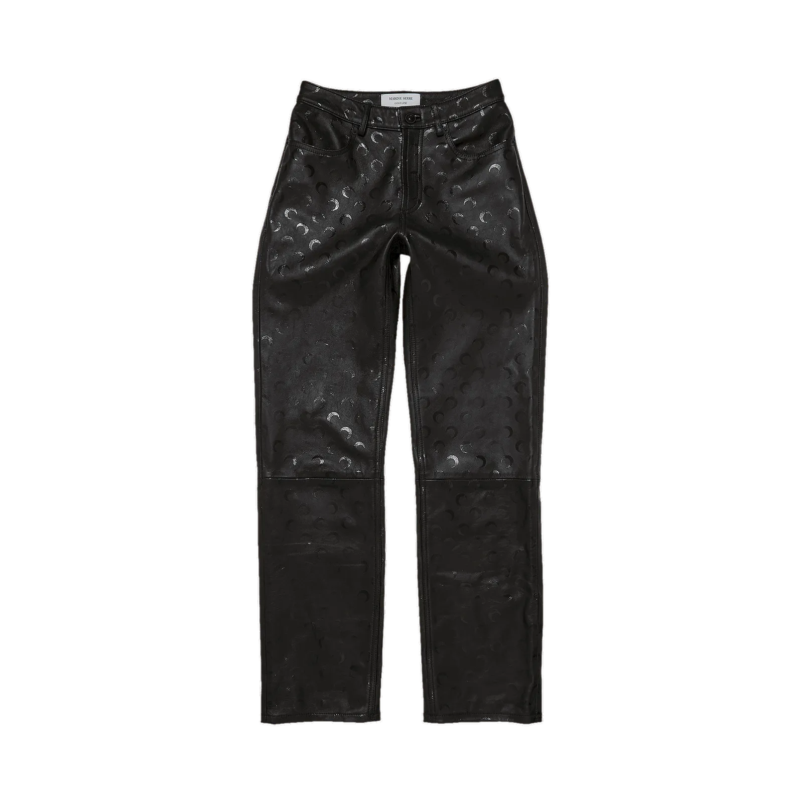 Marine Serre Moon Leather Straight Fit Trousers 'All Over Moon Black'