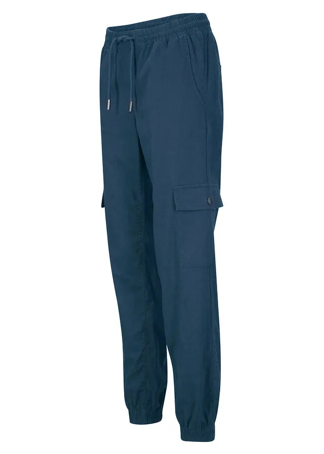 Pantalón cargo con lino Azul marino