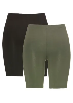 Pantalón ciclista con elástico (2 unidades) oliva - negro