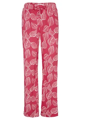 Pantalón con cintura elástica Rosa oscuro-blanco