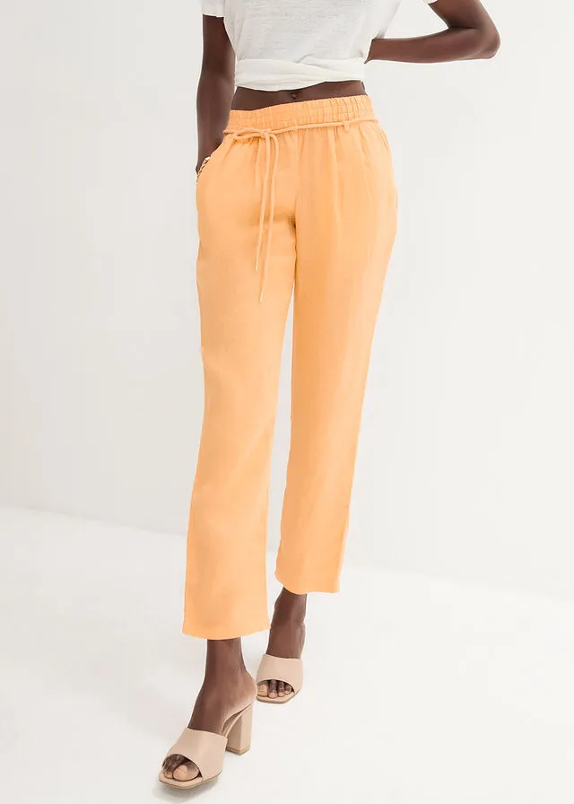 Pantalón con cinturilla elástica Naranja crema