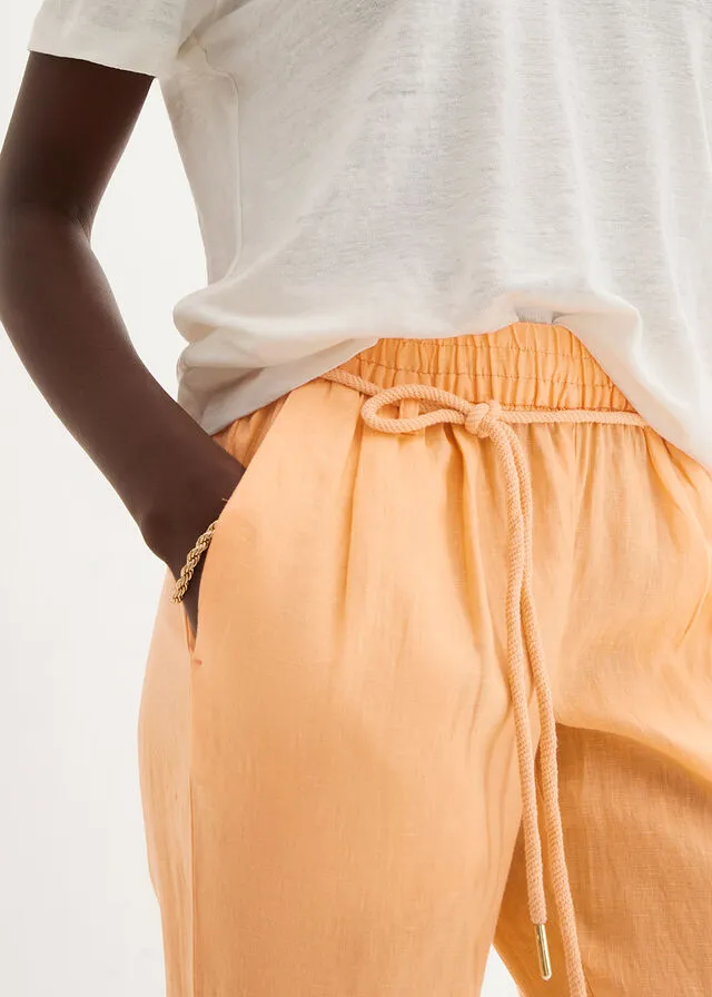 Pantalón con cinturilla elástica Naranja crema