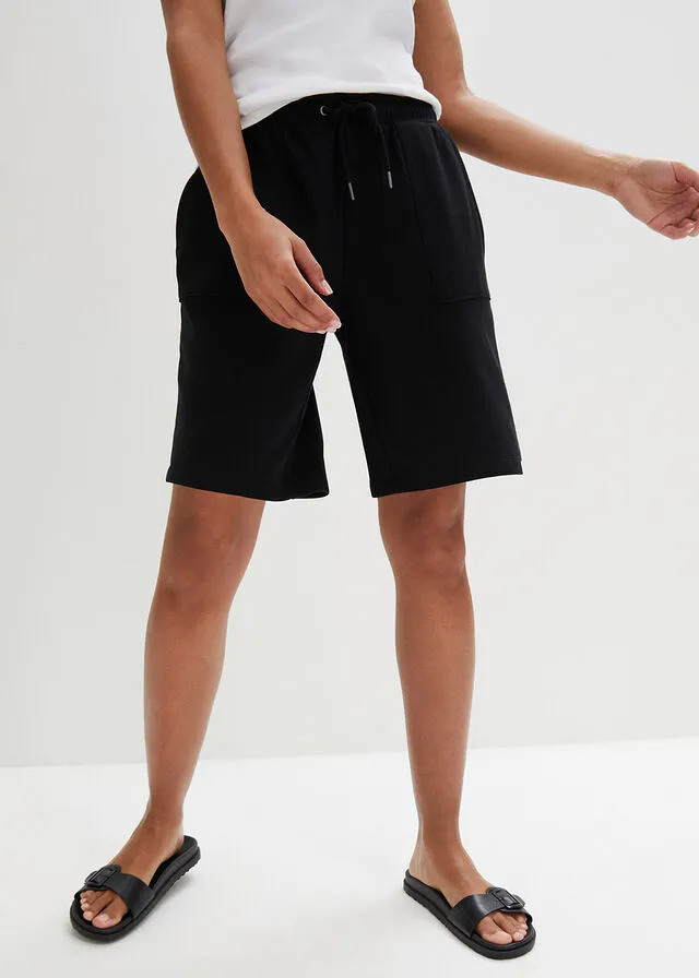 Pantalón corto de chándal con cintura cómoda y bolsillos Negro