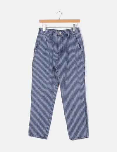 Pull&Bear Pantalón denim rayas boyfriend