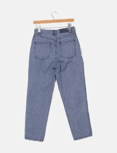 Pull&Bear Pantalón denim rayas boyfriend