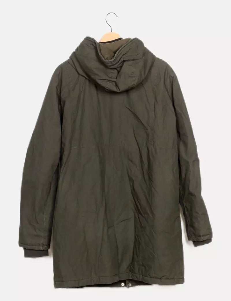 Pull&Bear Parka verde capucha