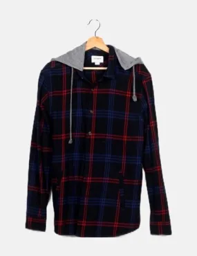 Pull&Bear Sobrecamisa azul marina capucha