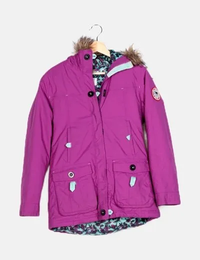 Quechua Parka morada acolchada capucha