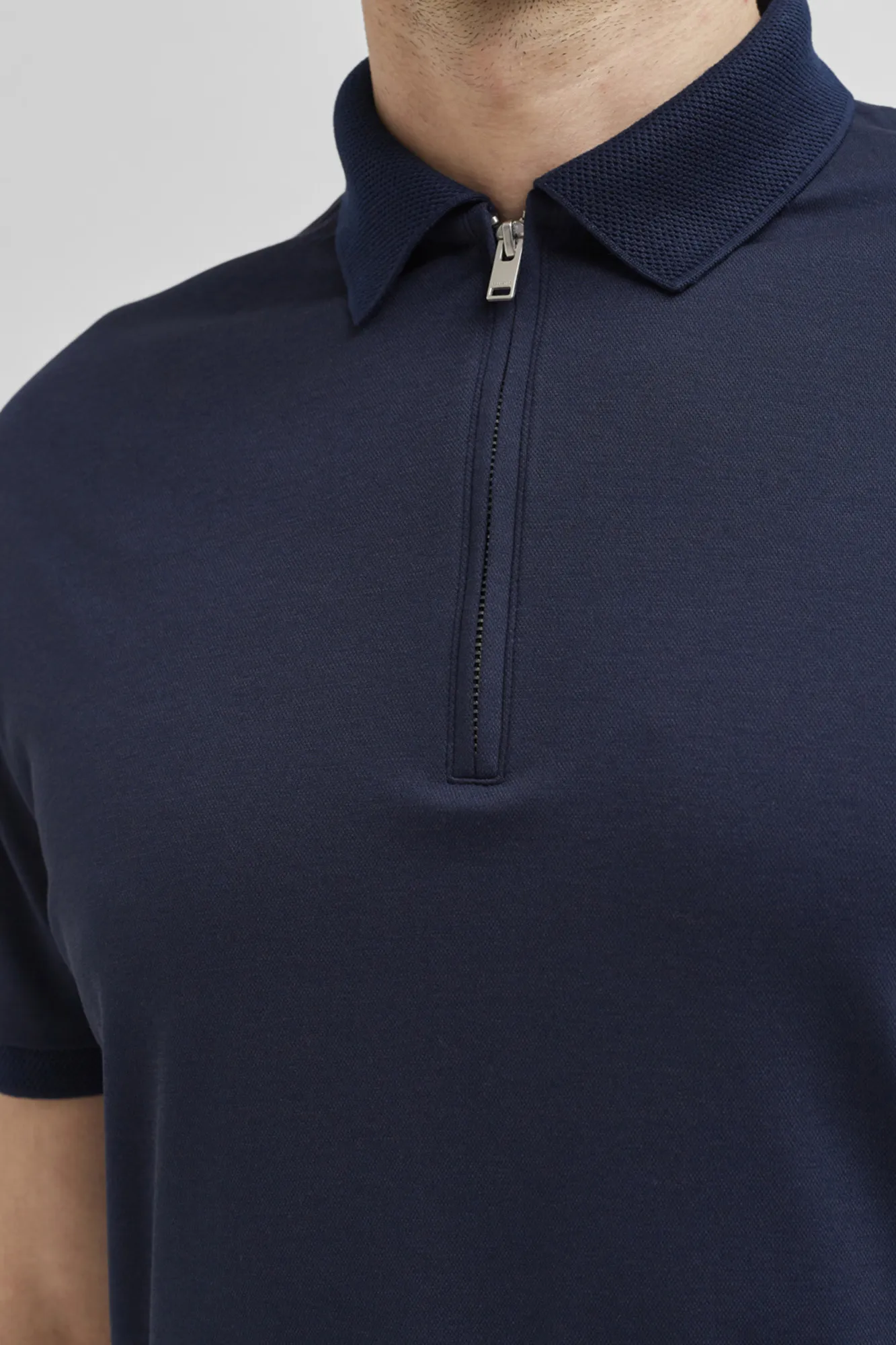 Selected Polo con cremallera de algodón orgánico