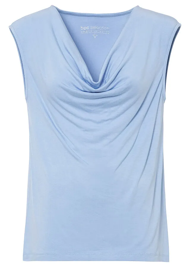 Top con escote cascada Azul perla