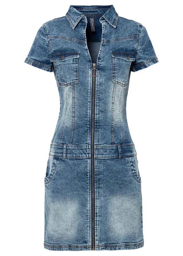 Vestido vaquero con cremallera Denim lavado