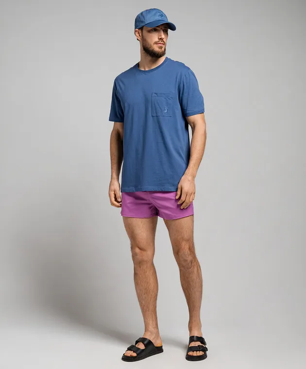 Vilebrequin Blue t-shirt with logo embroidery