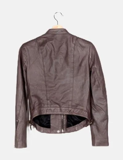 Zara Biker piel gris marengo