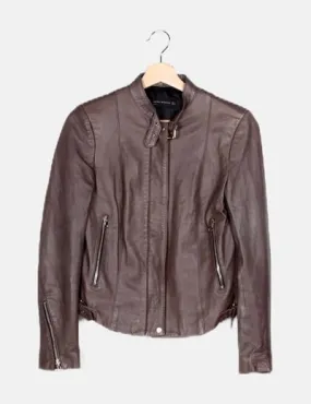 Zara Biker piel gris marengo