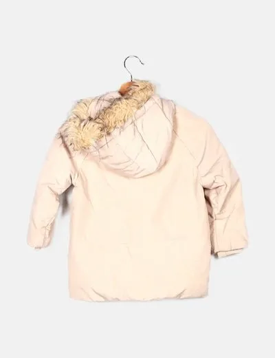 Zara Parka beige capucha pelo extraíble