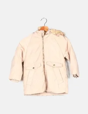 Zara Parka beige capucha pelo extraíble